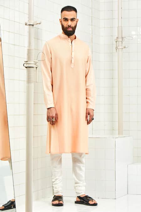 Buy Rajesh Pratap Singh Peach Viscose Textured Kurta Set Online at Aza Fashions Buy_Rajesh Pratap Singh_Peach Viscose Textured Kurta Set _Online_at_Aza_Fashions
