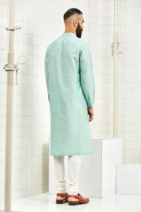 Shop Rajesh Pratap Singh Blue Viscose Embroidered Kurta Set at Aza Fashions Shop_Rajesh Pratap Singh_Blue Viscose Embroidered Kurta Set _at_Aza_Fashions