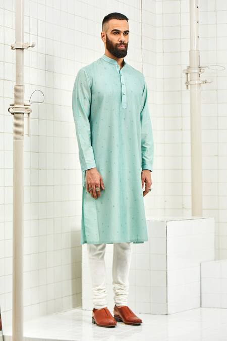 Rajesh Pratap Singh Blue Viscose Embroidered Kurta Set Online at Aza Fashions Rajesh Pratap Singh_Blue Viscose Embroidered Kurta Set _Online_at_Aza_Fashions
