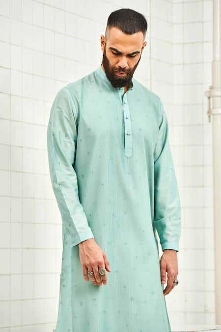 Shop Rajesh Pratap Singh Blue Viscose Embroidered Kurta Set Online at Aza Fashions Shop_Rajesh Pratap Singh_Blue Viscose Embroidered Kurta Set _Online_at_Aza_Fashions