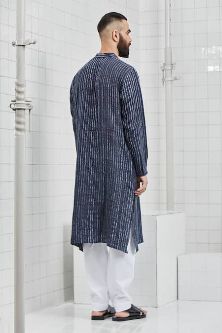 Rajesh Pratap Singh Karlan Linen Shibori Kurta Set 