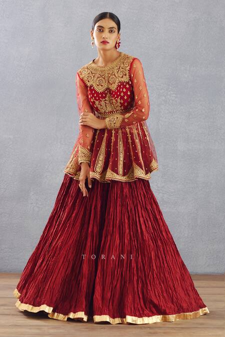 Torani_Red Blouse Butterfly Net And Dupatta Silk Organza, Sindoori Gautami Kurta Set _Online_at_Aza_Fashions