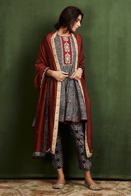 Sue Mue Ajrakh Print Anarkali Set 