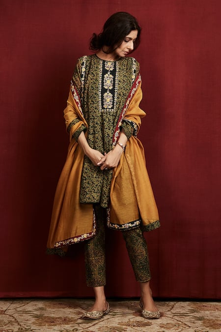 Sue Mue Ajrakh Print Anarkali Set 