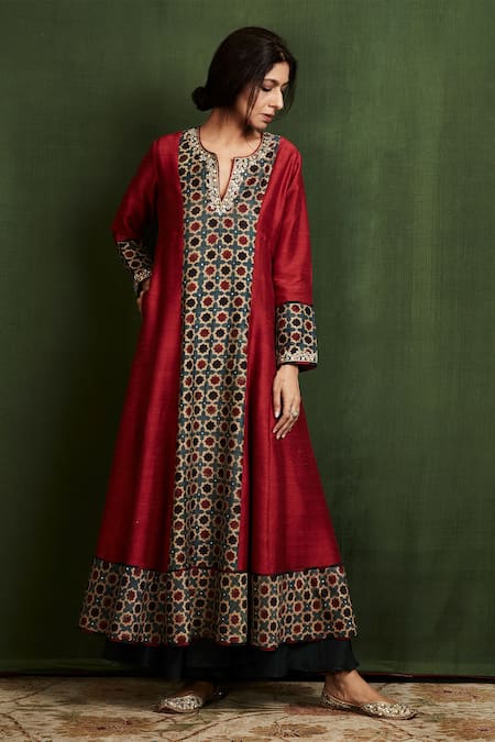 Sue Mue Ajrakh Print Anarkali & Palazzo Set 