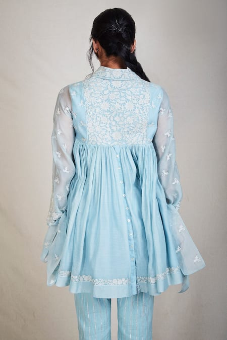 Sue Mue Embroidered Flared Short Tunic 