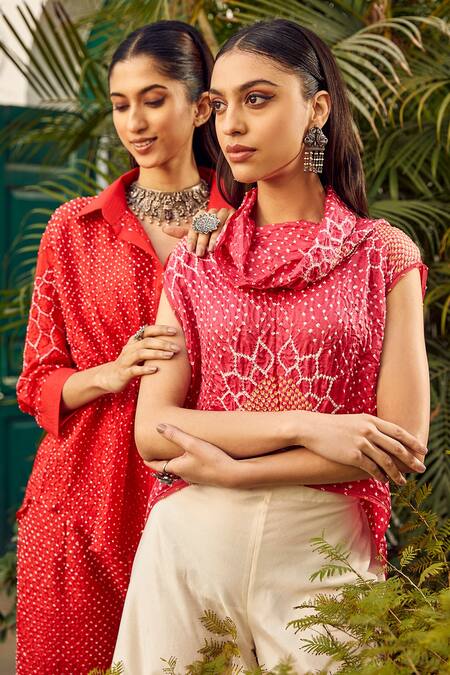 Twenty Nine_White Chanderi Silk Hand Embroidered Mirror Kimono Pant _Online_at_Aza_Fashions