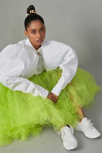 Buy_QUOD_Green Nylon Tulle Skirt_Online_at_Aza_Fashions