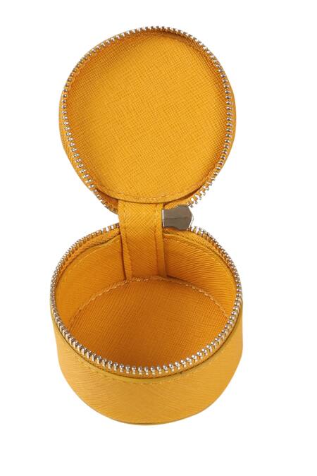 The House Of Ganges_Yellow Rogate Vegan Leather Case_Online_at_Aza_Fashions