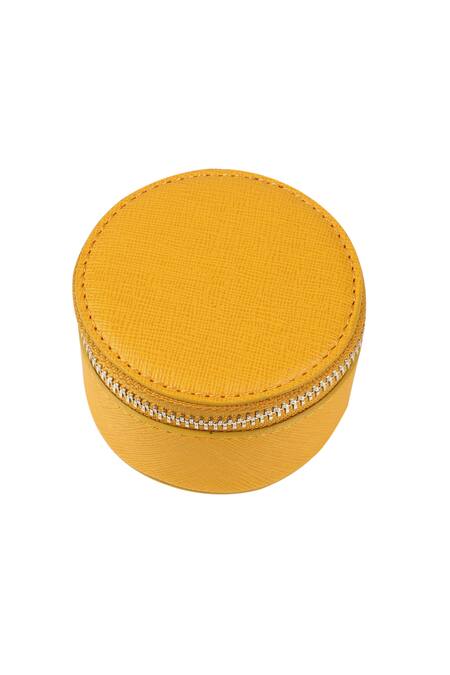 Buy_The House Of Ganges_Yellow Rogate Vegan Leather Case_Online_at_Aza_Fashions