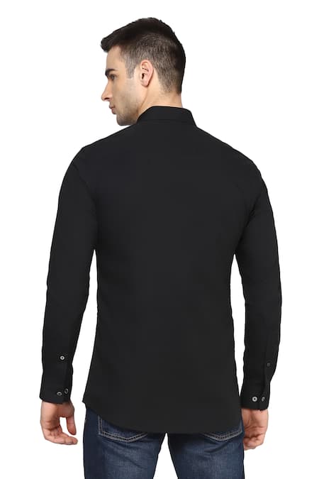 Shop Noonoo Black Giza Cotton Slim-fit Shirt at Aza Fashions Shop_Noonoo_Black Giza Cotton Slim-fit Shirt _at_Aza_Fashions