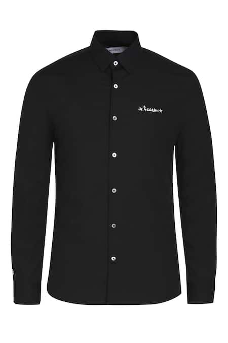 Buy Noonoo Black Giza Cotton Slim-fit Shirt Online at Aza Fashions Buy_Noonoo_Black Giza Cotton Slim-fit Shirt _Online_at_Aza_Fashions
