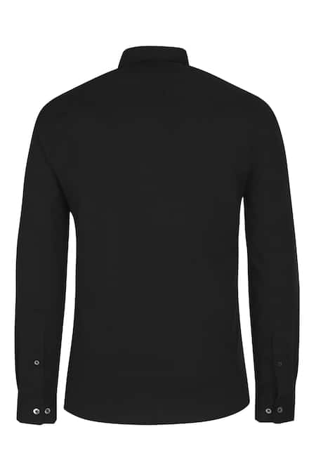 Shop Noonoo Black Giza Cotton Slim-fit Shirt Online at Aza Fashions Shop_Noonoo_Black Giza Cotton Slim-fit Shirt _Online_at_Aza_Fashions
