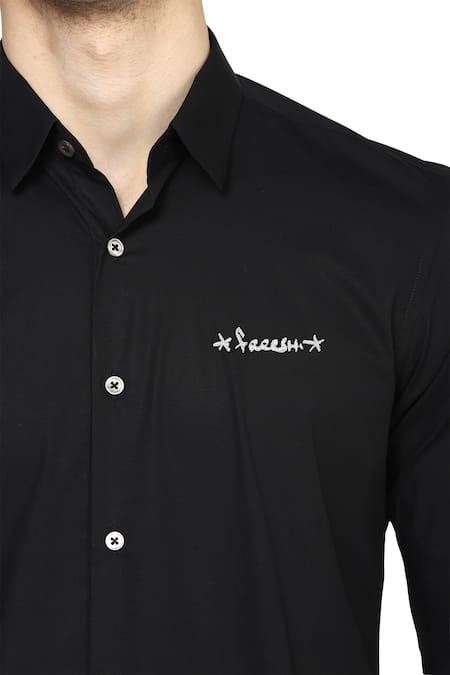 Noonoo Black Giza Cotton Slim-fit Shirt at Aza Fashions Noonoo_Black Giza Cotton Slim-fit Shirt _at_Aza_Fashions