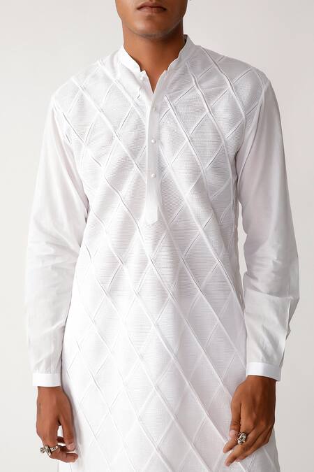 Shop_Rajesh Pratap Singh_White Pawta Pintuck Kurta Set _Online_at_Aza_Fashions
