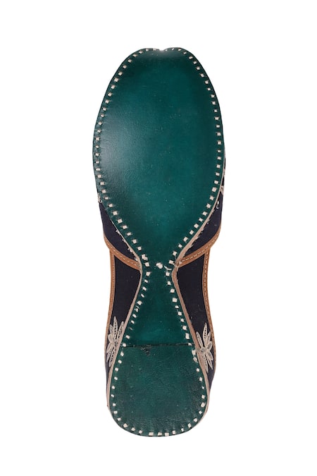 Imlee Jaipur_Black Embroidery Sombre Lotus Juttis _at_Aza_Fashions