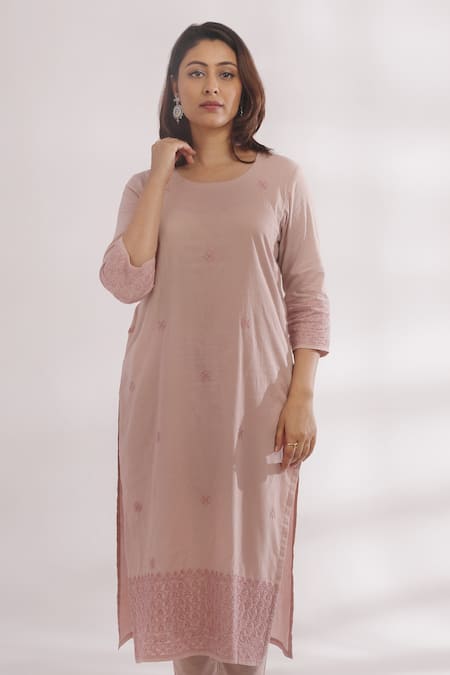 TIC Pink Chikankari Embroidered Kurta