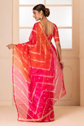 Geroo Jaipur Tie Dye Pattern Saree With Blouse
