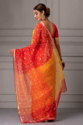 Geroo Jaipur Ombre Embroidered Saree With Blouse 
