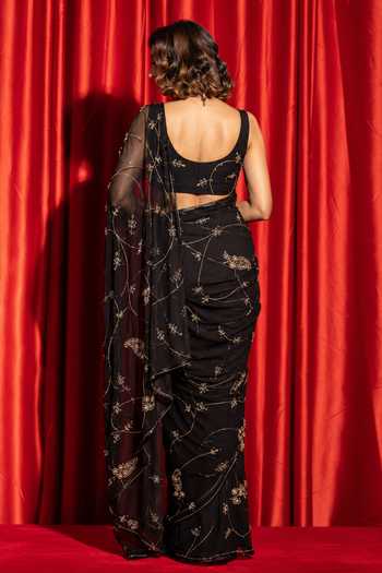 Geroo Jaipur Tubelight Jaal Work Pre-Draped Saree Set 