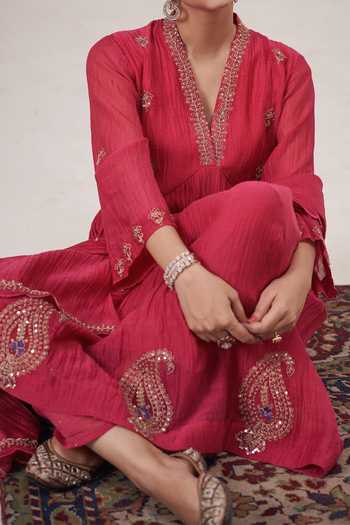 Hirika & Dhruti Marodi Embroidered Anarkali Pant Set For Kids