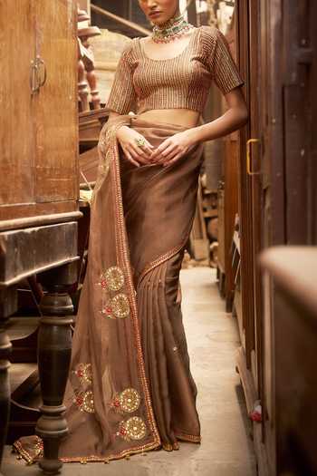 Hirika & Dhruti Lehar Saree With Embroidered Blouse For Kids