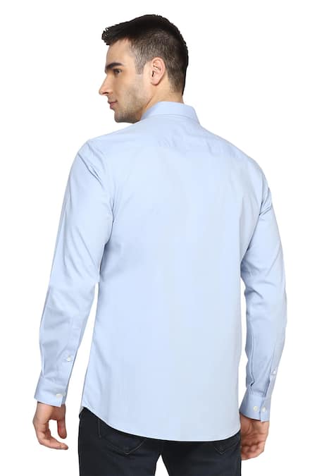 Shop Noonoo Blue Giza Cotton Slim-fit Shirt at Aza Fashions Shop_Noonoo_Blue Giza Cotton Slim-fit Shirt _at_Aza_Fashions