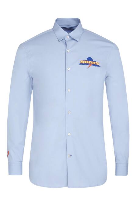Shop Noonoo Blue Giza Cotton Slim-fit Shirt Online at Aza Fashions Shop_Noonoo_Blue Giza Cotton Slim-fit Shirt _Online_at_Aza_Fashions