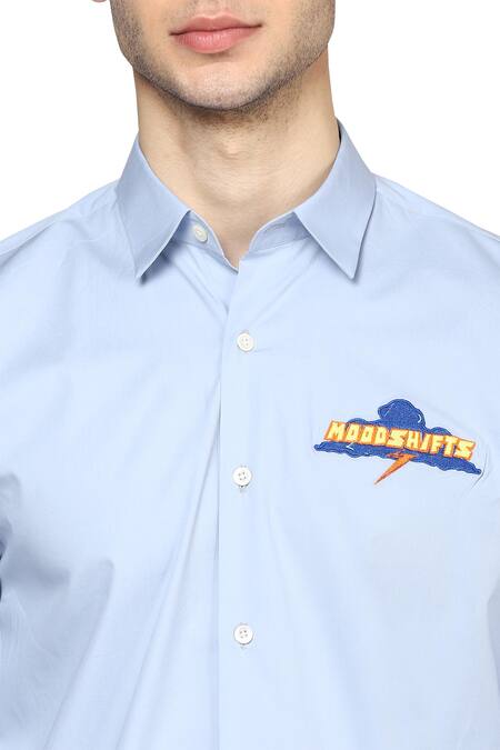 Noonoo Blue Giza Cotton Slim-fit Shirt at Aza Fashions Noonoo_Blue Giza Cotton Slim-fit Shirt _at_Aza_Fashions