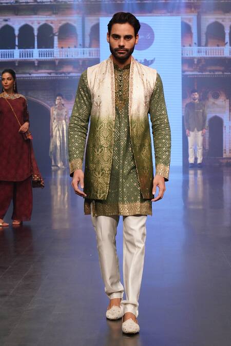 Soniya G Foil Print Jacket Kurta Set 