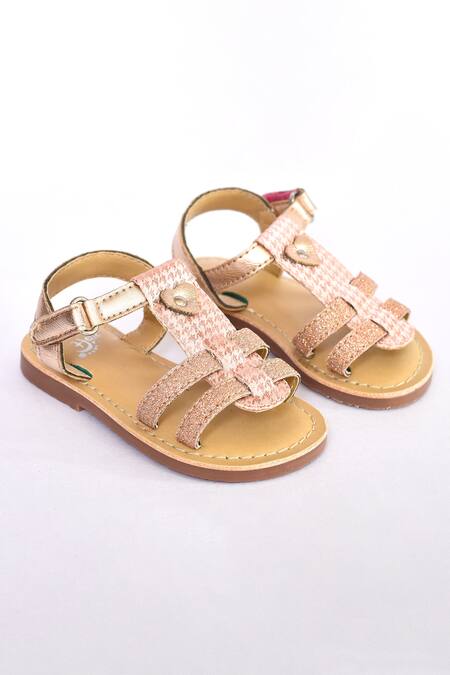 Buy Gold Panelled Sandals For Girls by Banana Bee Online at Aza