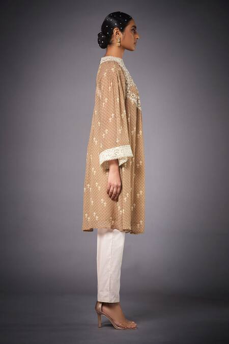 RI.Ritu Kumar Beige Viscose Georgette Round Printed Kurta And Pant Set Online at Aza Fashions RI.Ritu Kumar_Beige Viscose Georgette Round Printed Kurta And Pant Set _Online_at_Aza_Fashions