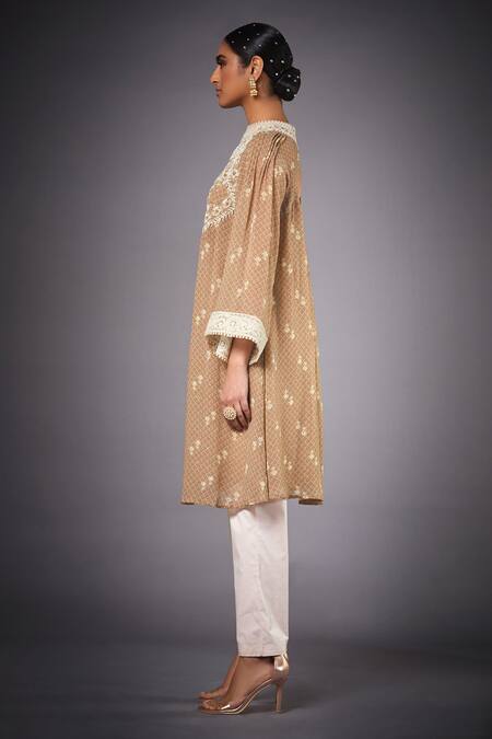 Buy RI.Ritu Kumar Beige Viscose Georgette Round Printed Kurta And Pant Set Online at Aza Fashions Buy_RI.Ritu Kumar_Beige Viscose Georgette Round Printed Kurta And Pant Set _Online_at_Aza_Fashions