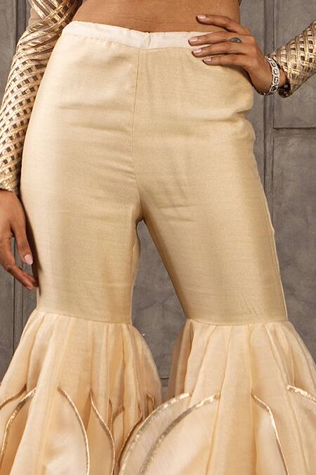 Siddartha Tytler_Beige Organza Sharara _Online_at_Aza_Fashions