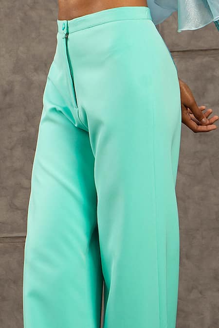 Siddartha Tytler_Blue Knitted Pant _Online_at_Aza_Fashions