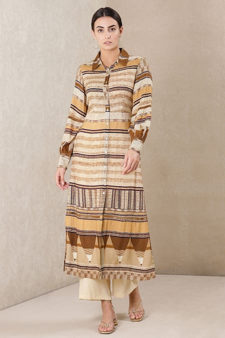 Ritu Kumar Rayon Slub Printed Kurta & Palazzo Set 