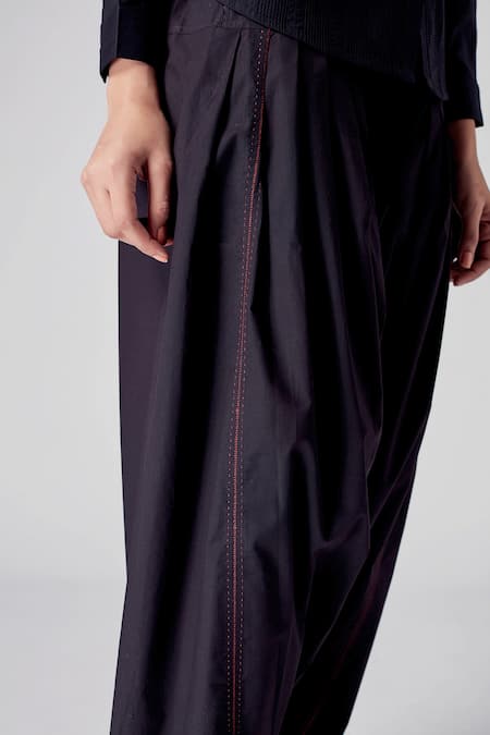 Shop_Rajesh Pratap Singh_Black Cotton Baori Pant _Online_at_Aza_Fashions