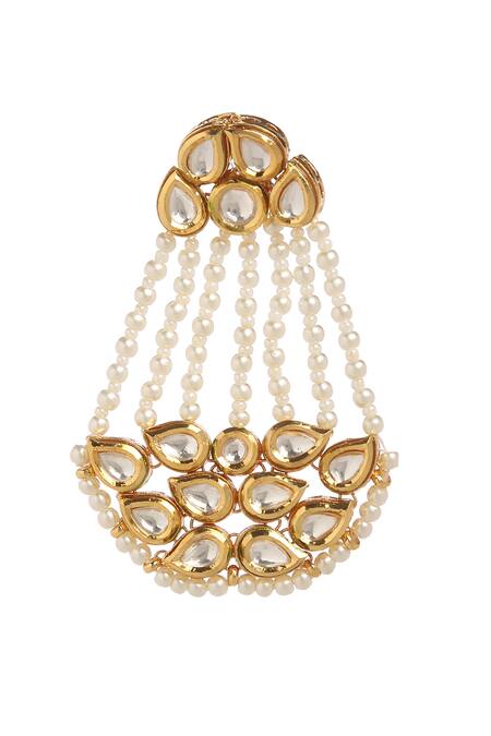 Minaki_White Pearls Embellished Danglers_Online_at_Aza_Fashions