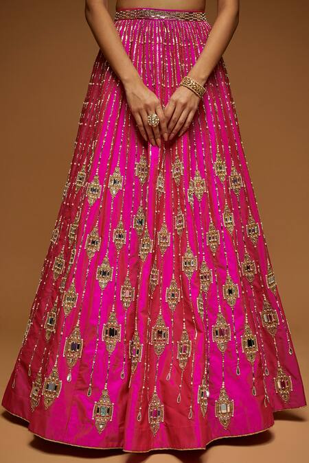 Neeta Lulla_Pink Belle Embellished Lehenga Set_Online_at_Aza_Fashions