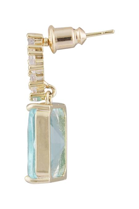 Minaki_Blue Stones Geometric Embellished Earrings_Online_at_Aza_Fashions