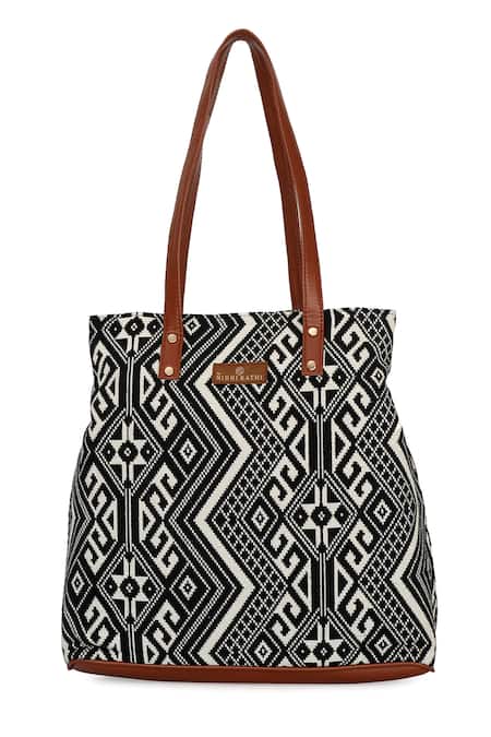 NR By Nidhi Rathi_Black Woven Jacquard Bag_Online_at_Aza_Fashions