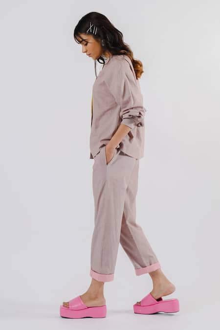 Tussah By Siddhi Shah Grey Handloom Cotton Patchwork, Embroidery V-neck Patch Work Shirt And Pant Set Online at Aza Fashions Tussah By Siddhi Shah_Grey Handloom Cotton Patchwork, Embroidery V-neck Patch Work Shirt And Pant Set _Online_at_Aza_Fashions