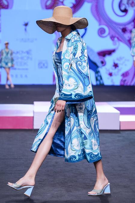 Limerick By Abirr N' Nanki_Multi Color Polyester, Spandex Crew Neck Coco Paisley Print Monokini _Online_at_Aza_Fashions