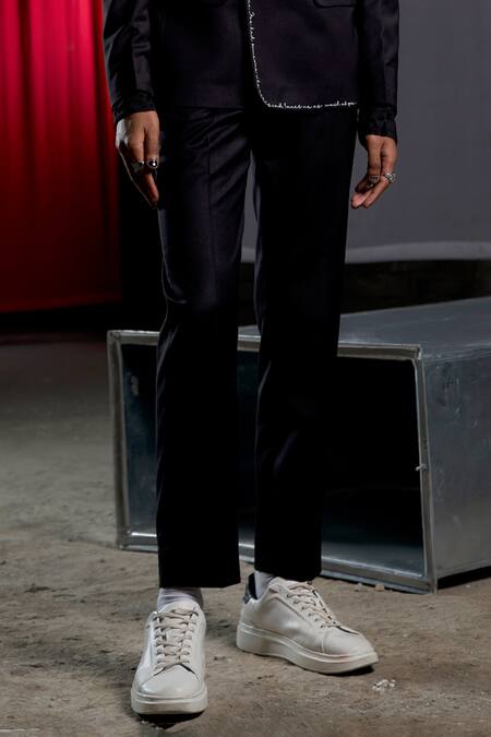 Pocketful Of Cherrie_Black Straight Fit Trouser_Online_at_Aza_Fashions