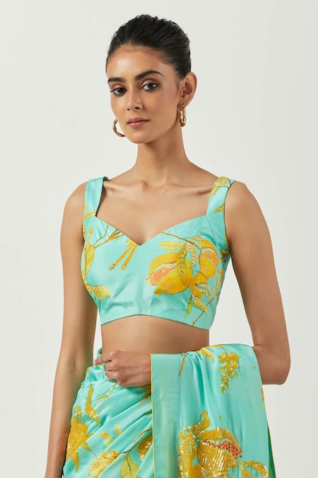 Label Earthen Blue Silk Sequins, Embroidery Split Asmaani Jaak Sitara Saree With Blouse Online at Aza Fashions Label Earthen_Blue Silk Sequins, Embroidery Split Asmaani Jaak Sitara Saree With Blouse _Online_at_Aza_Fashions