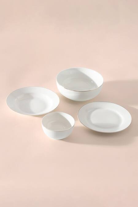 Table Manners_White Bone China Plain Room Service Dinner Set_Online_at_Aza_Fashions