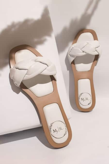 White braided best sale flat sandals