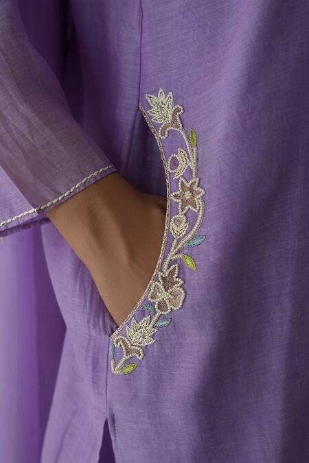 Kanika Sharma Purple Silk, Georgette, Pearls, Placket Kurta Sharara Set Online at Aza Fashions Kanika Sharma_Purple Silk, Georgette, Pearls, Placket Kurta Sharara Set _Online_at_Aza_Fashions