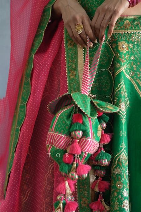 Torani Green Tassels Rang Naaz Iqra Potli Online at Aza Fashions Torani_Green Tassels Rang Naaz Iqra Potli _Online_at_Aza_Fashions
