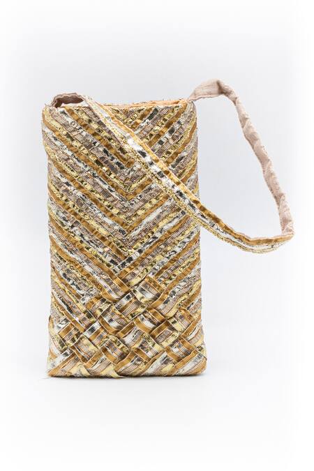 Vareli Bafna Silver Gota Work Embellished Flakes Mobile Bag Online at Aza Fashions Vareli Bafna_Silver Gota Work Embellished Flakes Mobile Bag_Online_at_Aza_Fashions